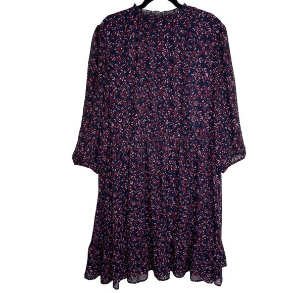 Lane Bryant Plus Size 24 Maroon Ditsy Print Floral Ruffle Hem 3/4‎ Sleeves - Picture 11 of 11